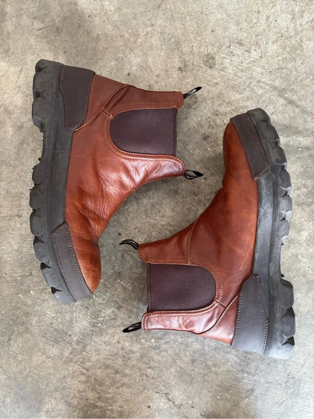 Polo Ralph Lauren Brown Leather OSLO Chelsea Chunky Sole Boots